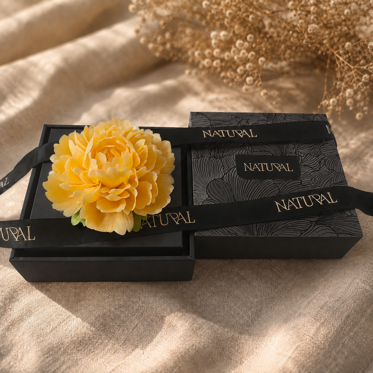 Handmade Golden Ceramic Peony Flower, Everlasting Flower Sculpture