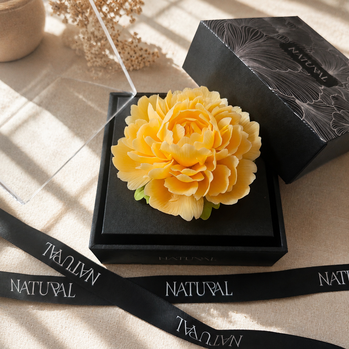 Handmade Golden Ceramic Peony Flower, Everlasting Flower Sculpture