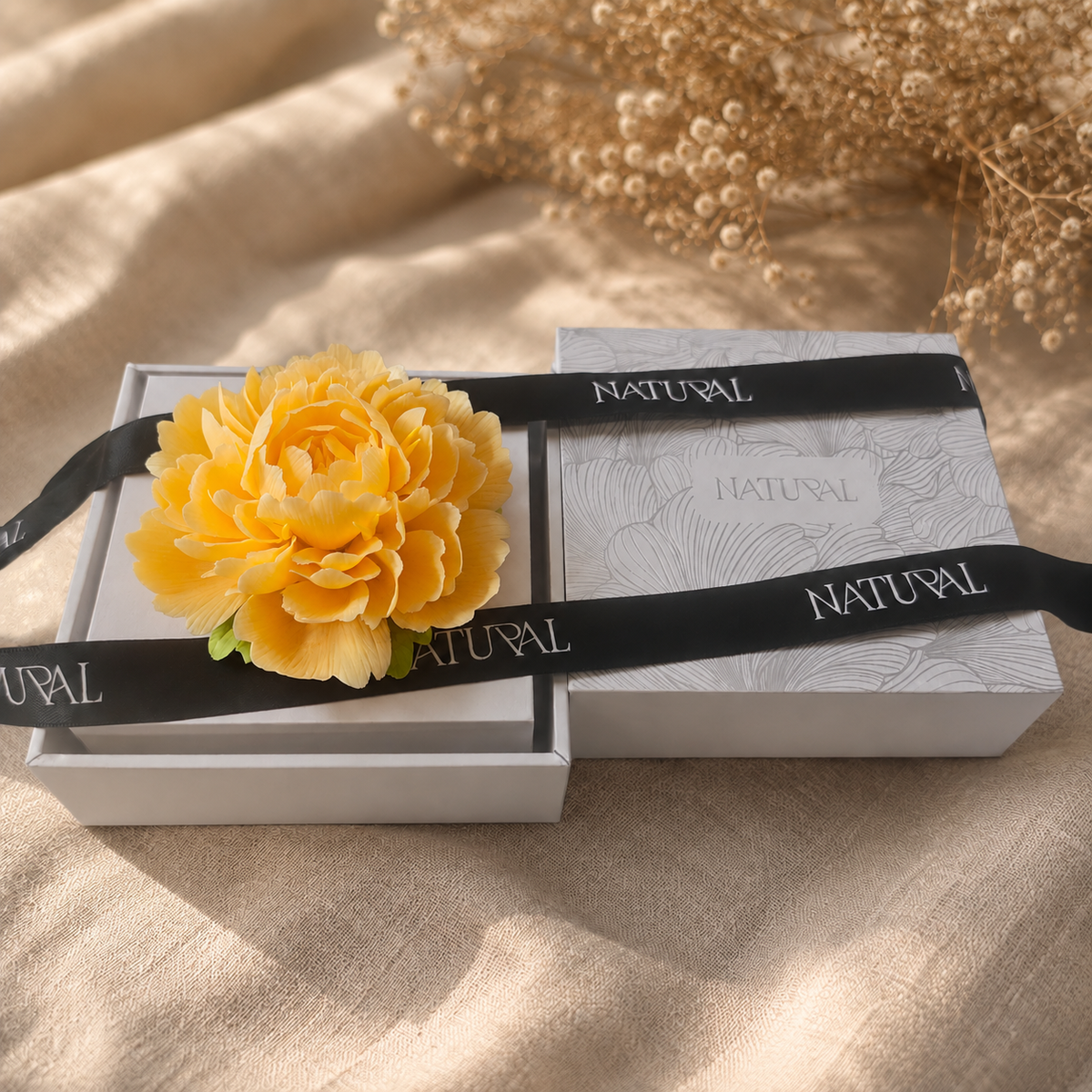 Handmade Golden Ceramic Peony Flower, Everlasting Flower Sculpture