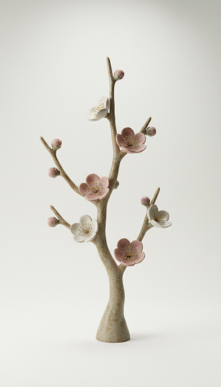 Plum Blossom Ceramic Floral Stem