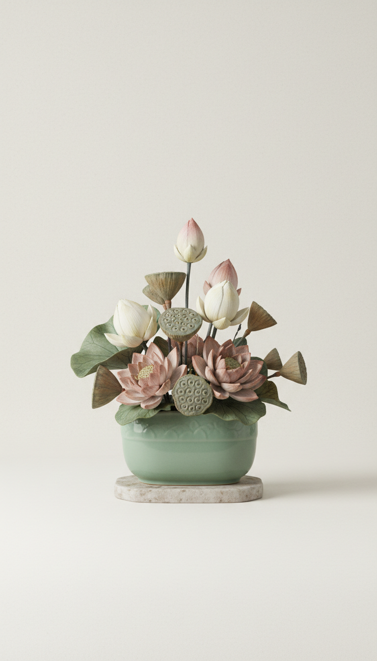 Lotus Flower Bouquet in Jade Mist Gift Box