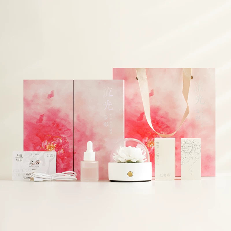 Lanyu Colorful Creative Night Light Gift Box the Most Beautiful Peony Flower Aromatherapy Gift for Girlfriends and Friends