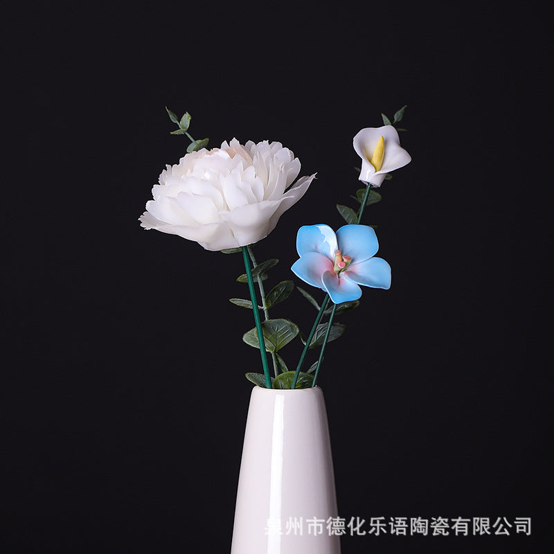 Hand-Pinching Ceramic Flower Crafts Jade Porcelain Artificial Flower Decoration Room Home Decoration Business Gift Gift for Girlfriends Gift