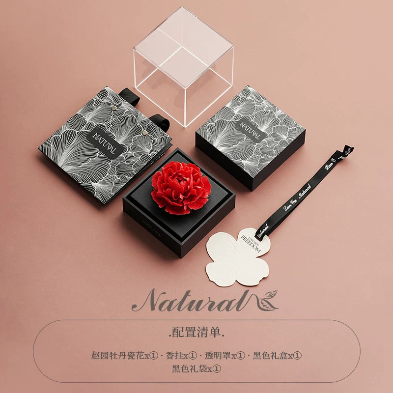 Pattern Mange Aromatherapy Gift Box Red Oriental Non-Heritage Hand-Pinching Ceramic Flower Creative Gift