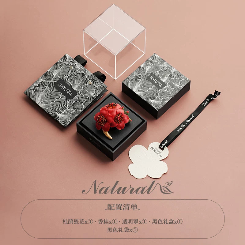Pattern Mange Aromatherapy Gift Box Red Oriental Non-Heritage Hand-Pinching Ceramic Flower Creative Gift