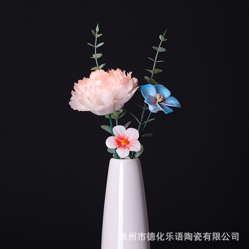 Hand-Pinching Ceramic Flower Crafts Jade Porcelain Artificial Flower Decoration Room Home Decoration Business Gift Gift for Girlfriends Gift