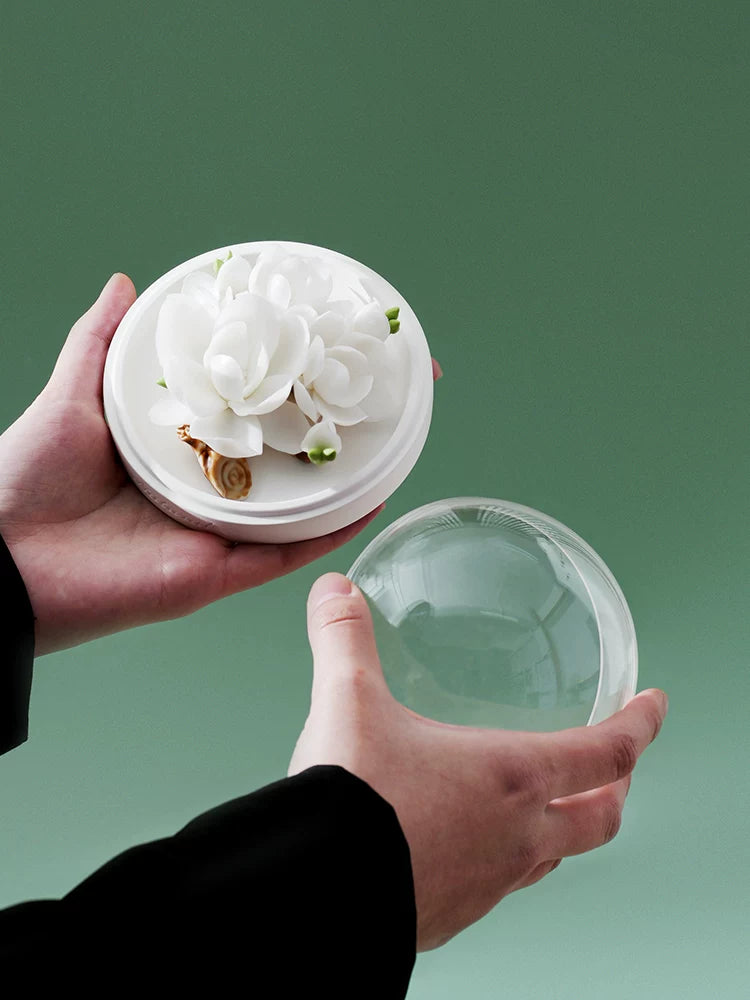 Lanyu Aromatherapy Gift Box [Shanghai Cultural Creative] White Magnolia Porcelain Flower Fire-Free Fragrance Expander for Customers and Friends Birthday Gift