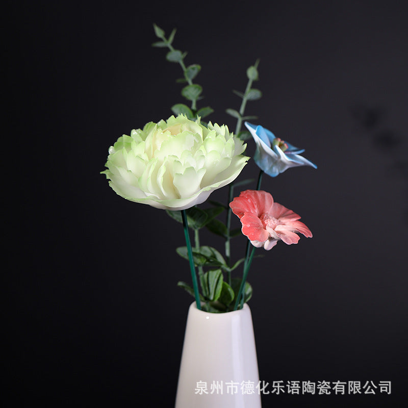Hand-Pinching Ceramic Flower Crafts Jade Porcelain Artificial Flower Decoration Room Home Decoration Business Gift Gift for Girlfriends Gift