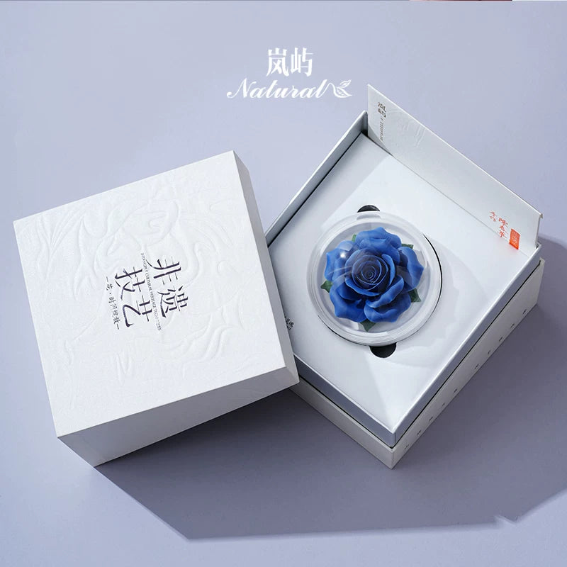 Lanyu Rose Flower Aromatherapy Gift Box Blue Fairy Princess Ceramic Hand-Held Porcelain Flower Birthday Gift for Girlfriend Girlfriend Friend