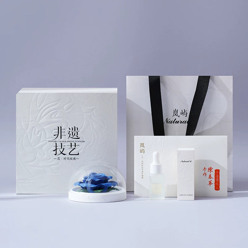 Lanyu Rose Flower Aromatherapy Gift Box Blue Fairy Princess Ceramic Hand-Held Porcelain Flower Birthday Gift for Girlfriend Girlfriend Friend