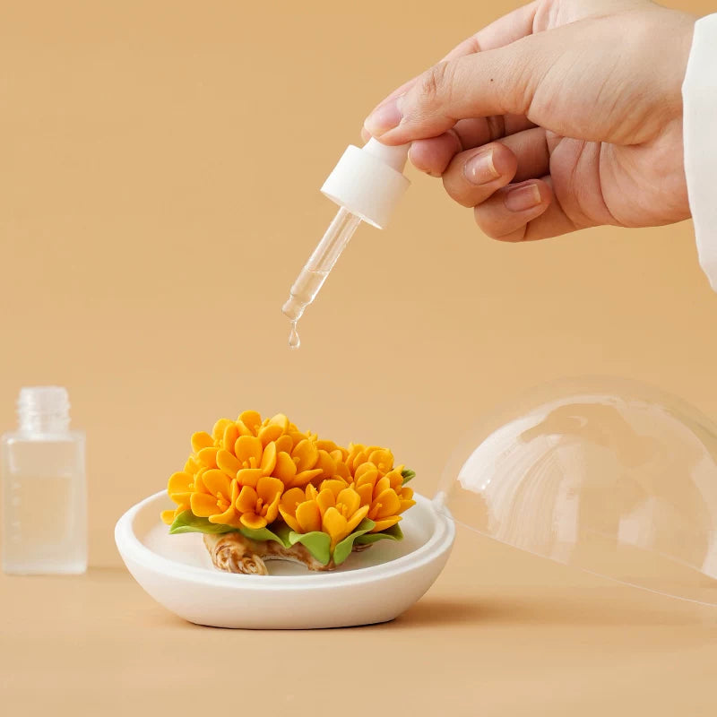 Hand‑Pinched Osmanthus Ceramic‑Flower | Flameless Diffuser Gift Set