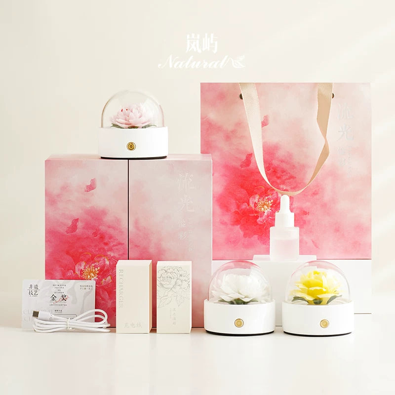 Lanyu Colorful Creative Night Light Gift Box the Most Beautiful Peony Flower Aromatherapy Gift for Girlfriends and Friends