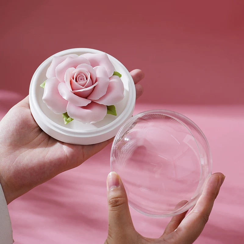 Hand‑crafted Pink Rose Porcelain Flower Fire‑Free Fragrant Stone Aromatherapy Gift Box