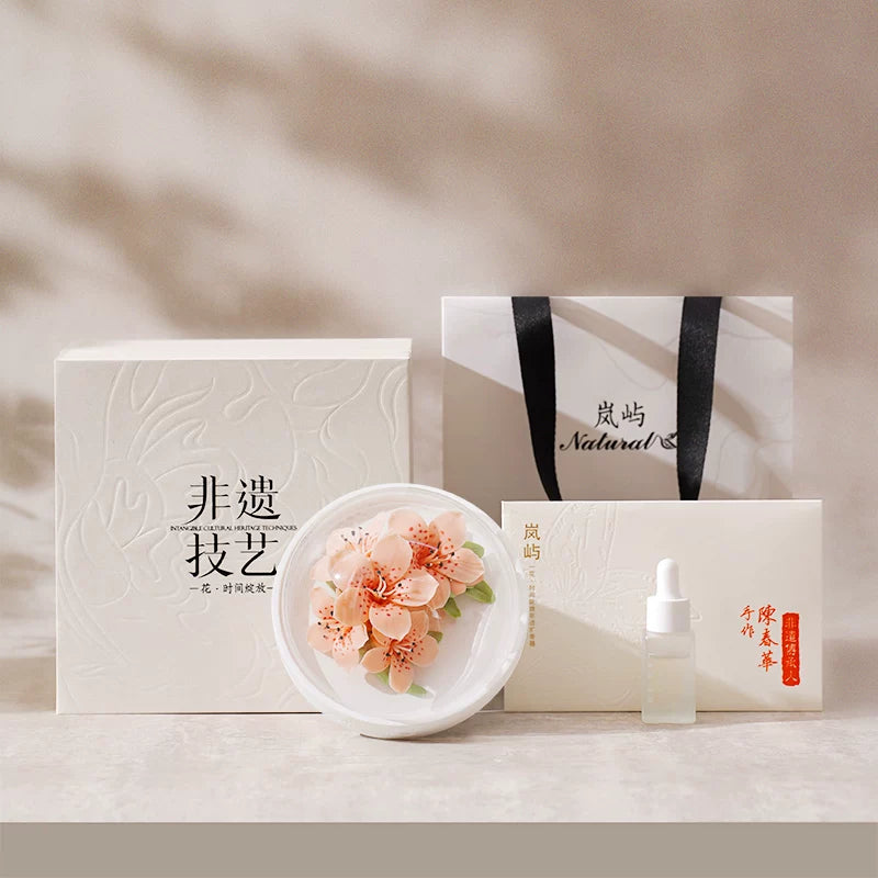 Handcrafted Yunjin Azalea Porcelain Flower Aromatherapy, Home Car Fragrant Stone Ornament