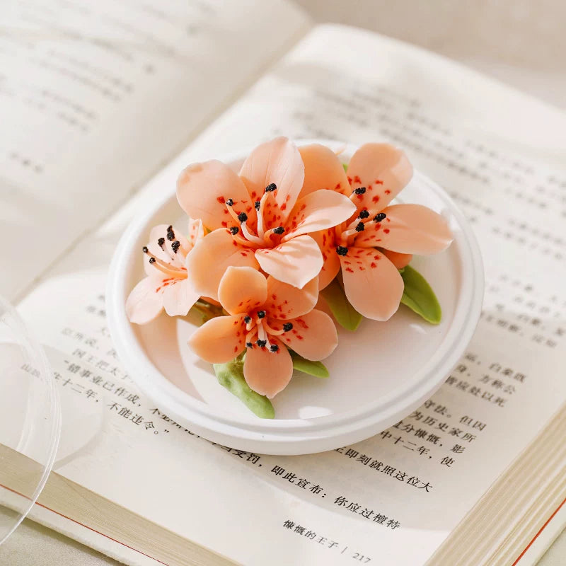Handcrafted Yunjin Azalea Porcelain Flower Aromatherapy, Home Car Fragrant Stone Ornament