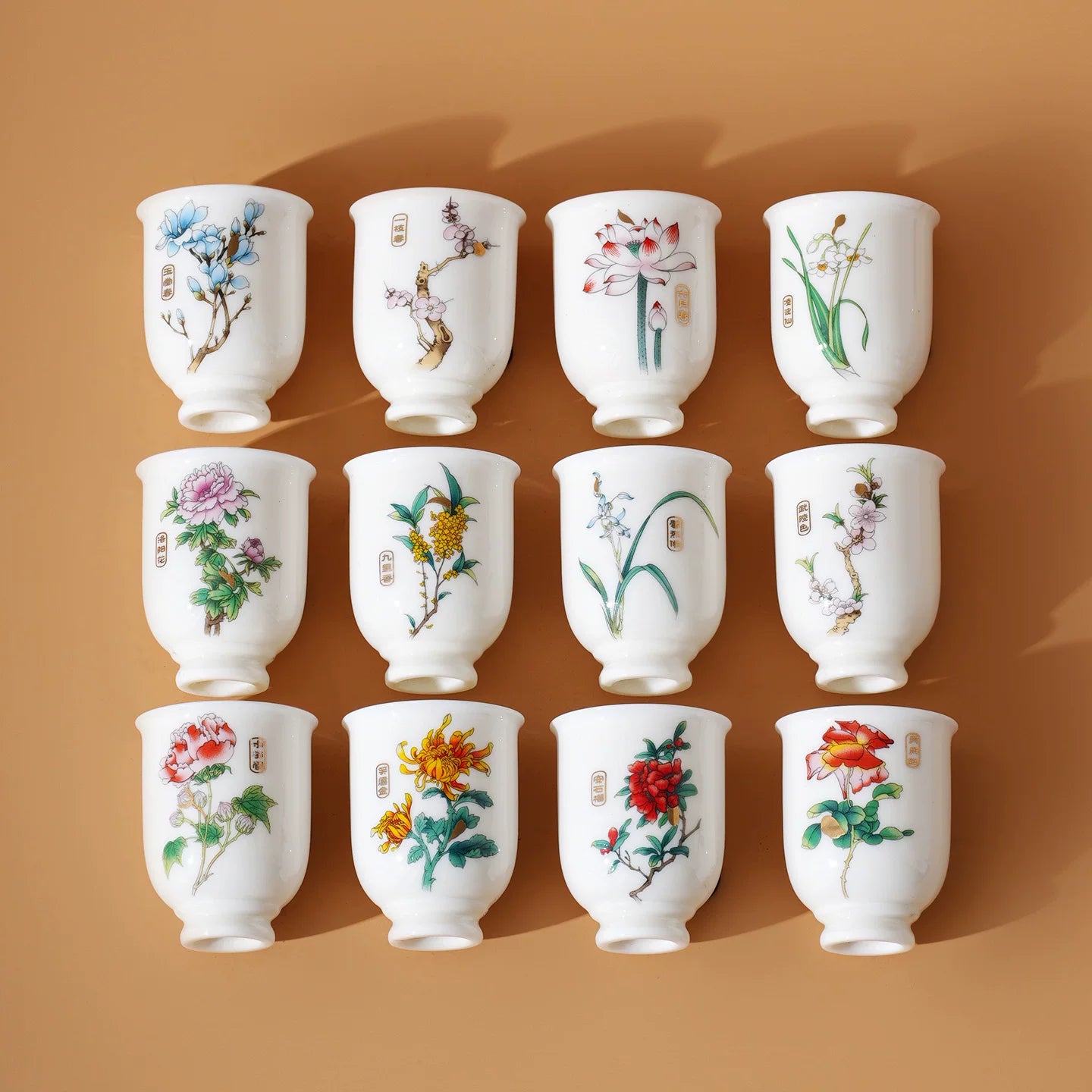 Lanyu [Twelve Flower Orders] Oriental Non-Heritage Gift Luoyang Peony Twelve Flower God Porcelain Cup Gift Box Business Gift