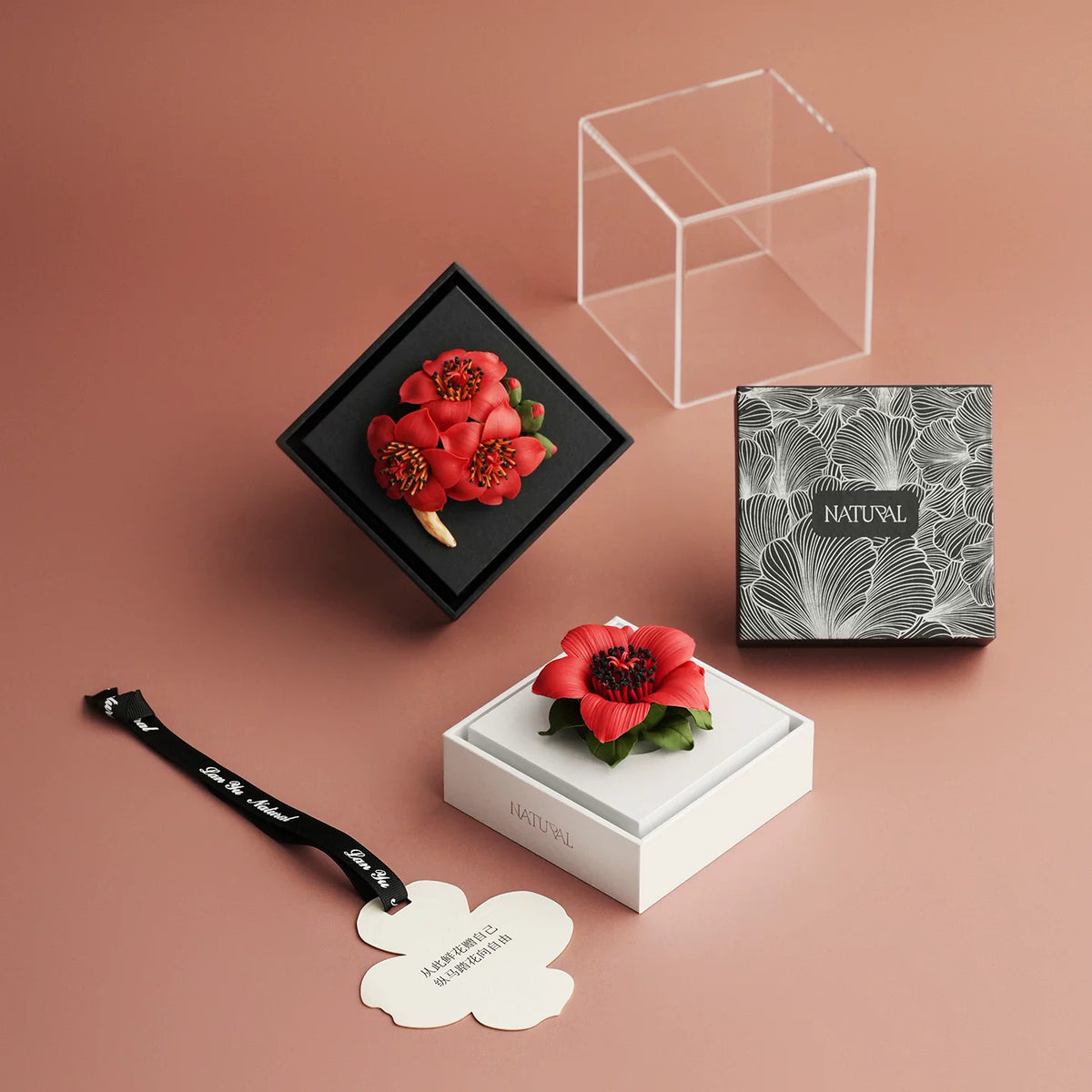 Pattern Mange Aromatherapy Gift Box Red Oriental Non-Heritage Hand-Pinching Ceramic Flower Creative Gift