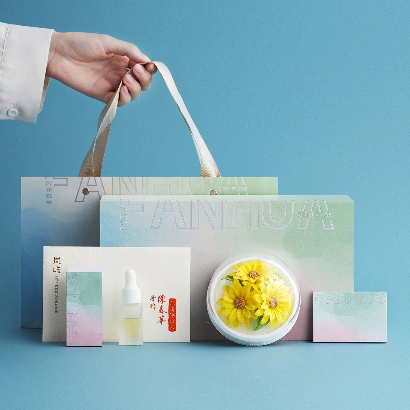 Lanyu Sunflower Porcelain Aromatherapy Gift Box, Non-Heritage Cultural and Creative High-End Business Gift for Leading Customers