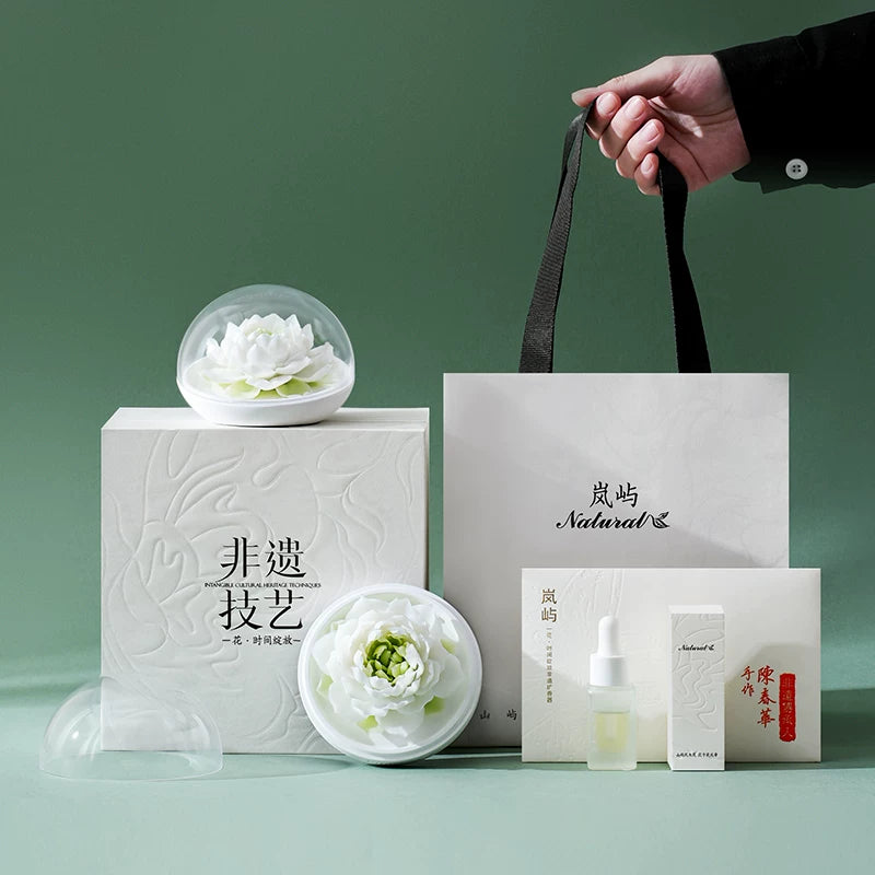 Hand‑Crafted Blue Lotus Porcelain Flower Aromatherapy, Intangible Cultural Heritage Gift