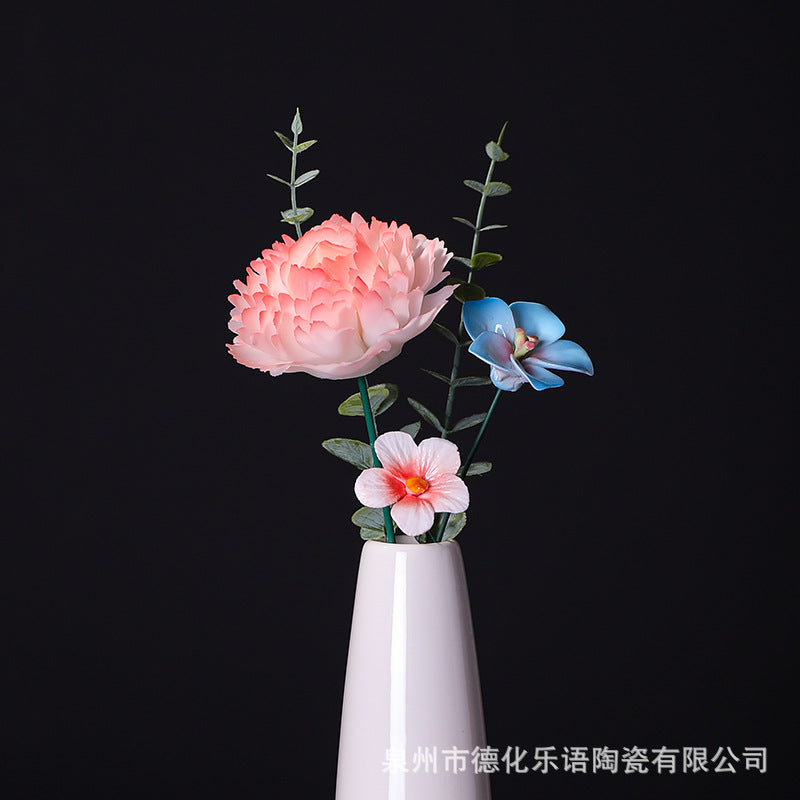 Hand-Pinching Ceramic Flower Crafts Jade Porcelain Artificial Flower Decoration Room Home Decoration Business Gift Gift for Girlfriends Gift