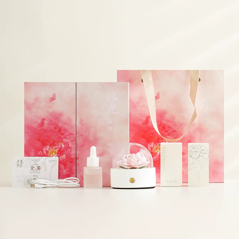 Lanyu Colorful Creative Night Light Gift Box the Most Beautiful Peony Flower Aromatherapy Gift for Girlfriends and Friends