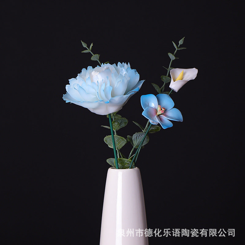 Hand-Pinching Ceramic Flower Crafts Jade Porcelain Artificial Flower Decoration Room Home Decoration Business Gift Gift for Girlfriends Gift
