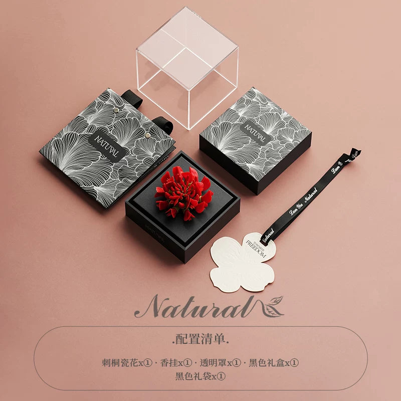 Pattern Mange Aromatherapy Gift Box Red Oriental Non-Heritage Hand-Pinching Ceramic Flower Creative Gift