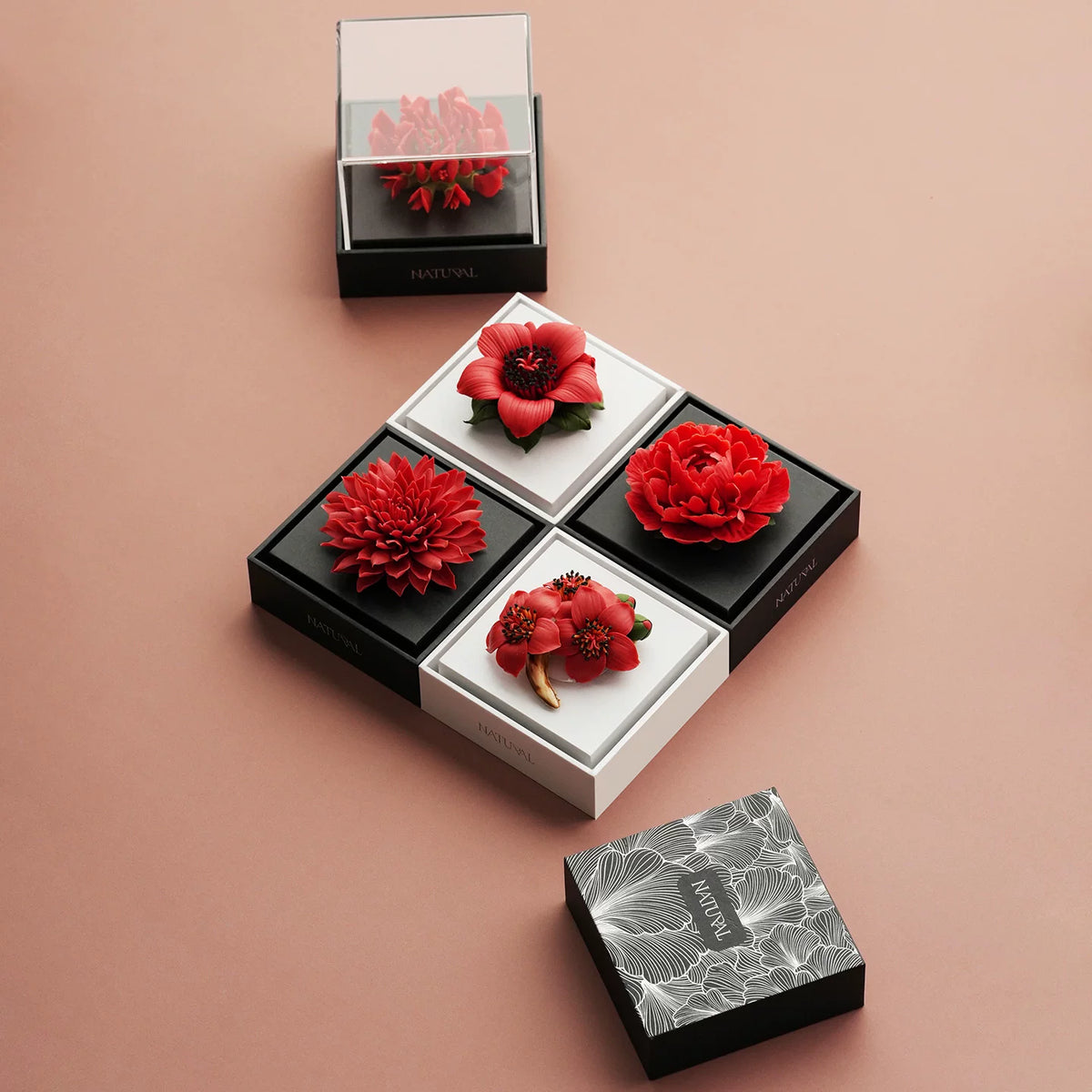 Pattern Mange Aromatherapy Gift Box Red Oriental Non-Heritage Hand-Pinching Ceramic Flower Creative Gift