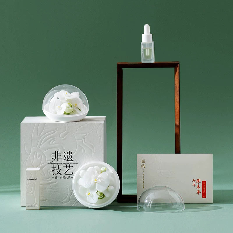 Hand‑crafted White Phalaenopsis Porcelain Flower Fragrant Stone Aromatherapy Gift Box