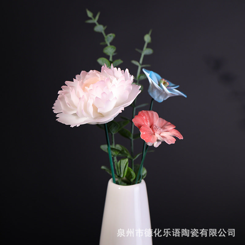 Hand-Pinching Ceramic Flower Crafts Jade Porcelain Artificial Flower Decoration Room Home Decoration Business Gift Gift for Girlfriends Gift