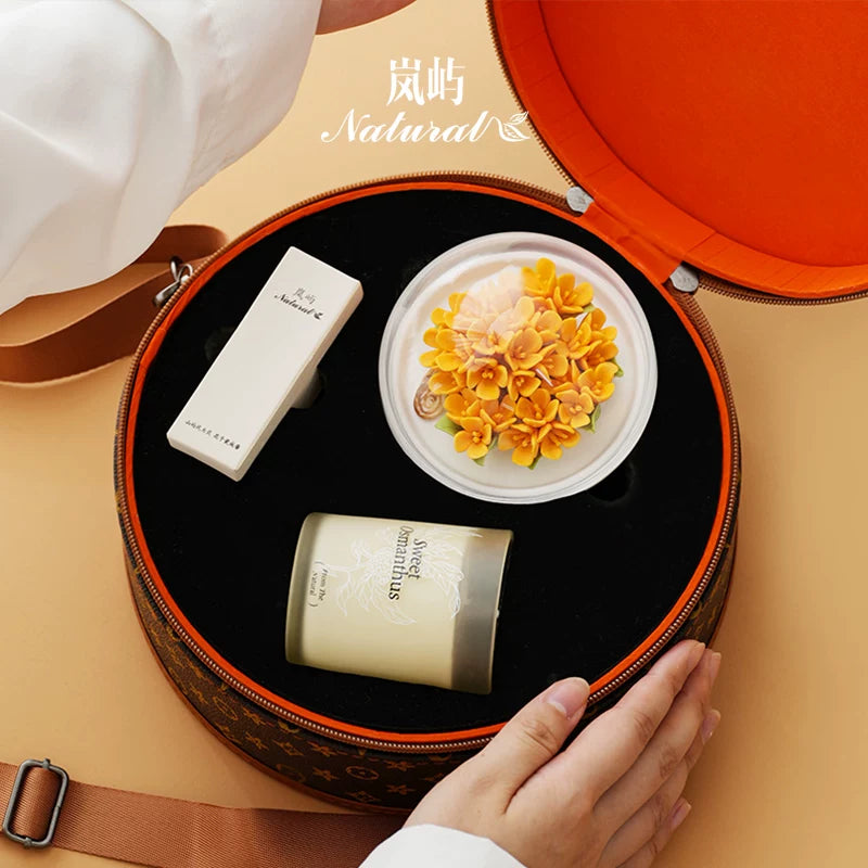 Hand‑Pinched Osmanthus Ceramic‑Flower | Flameless Diffuser Gift Set