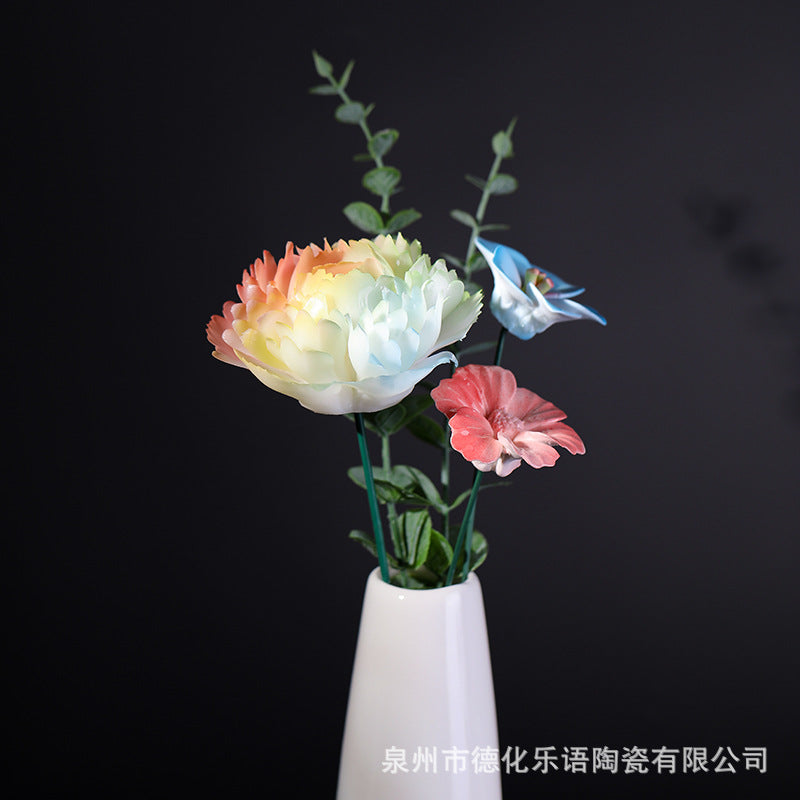 Hand-Pinching Ceramic Flower Crafts Jade Porcelain Artificial Flower Decoration Room Home Decoration Business Gift Gift for Girlfriends Gift