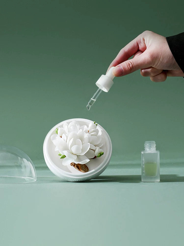 Lanyu Aromatherapy Gift Box [Shanghai Cultural Creative] White Magnolia Porcelain Flower Fire-Free Fragrance Expander for Customers and Friends Birthday Gift