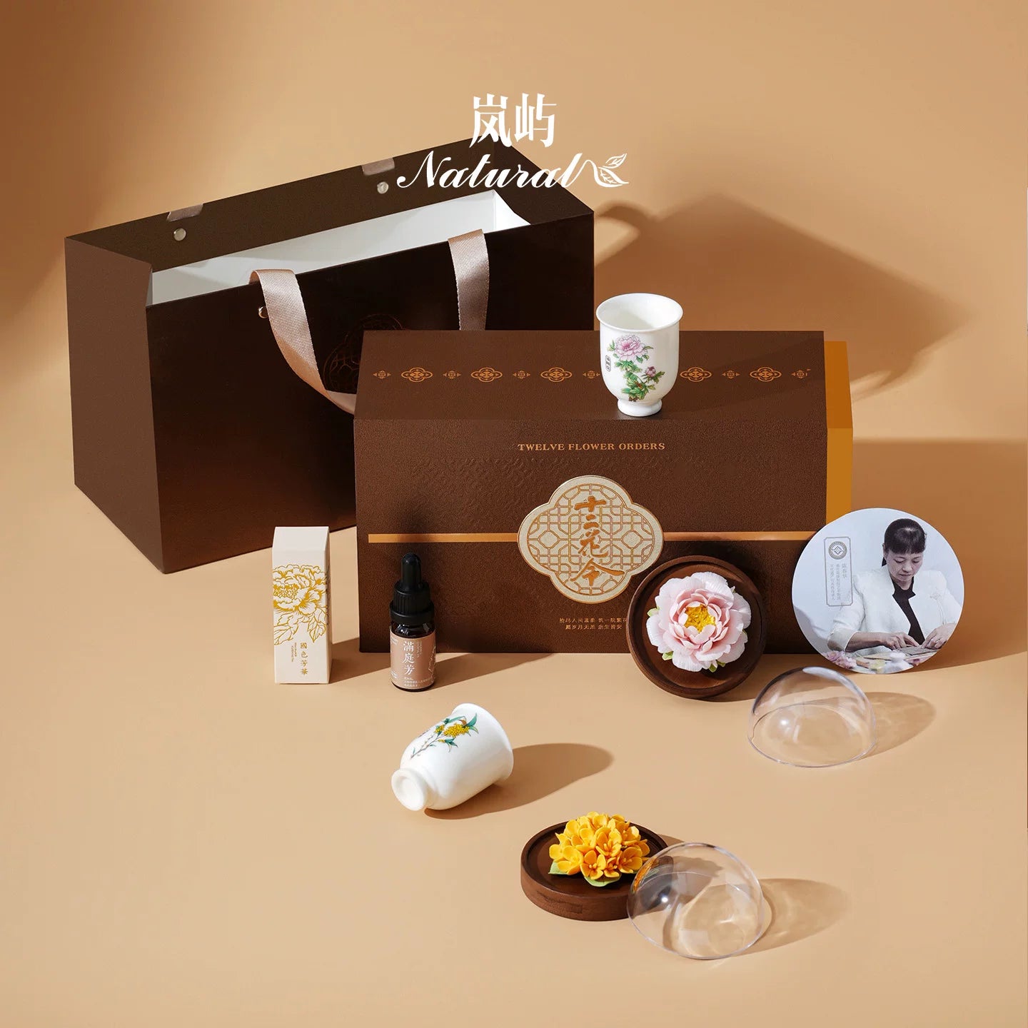 Lanyu [Twelve Flower Orders] Handmade Porcelain Flower Aromatherapy High Color Value Master Cup Set Gift for Customer Leaders Birthday Gift