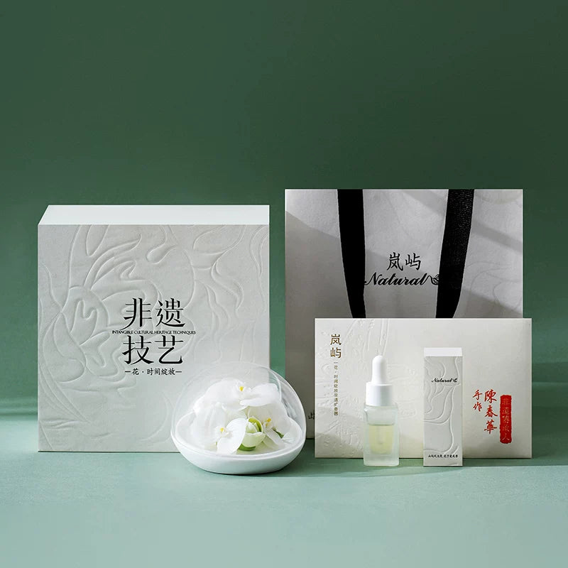 Hand‑crafted White Phalaenopsis Porcelain Flower Fragrant Stone Aromatherapy Gift Box