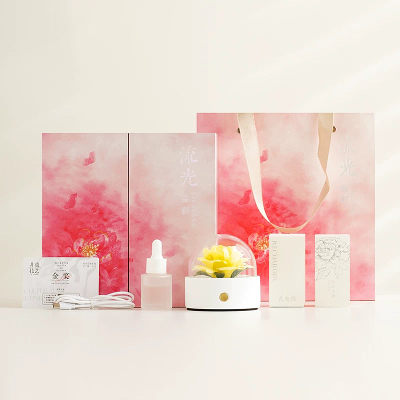 Lanyu Colorful Creative Night Light Gift Box the Most Beautiful Peony Flower Aromatherapy Gift for Girlfriends and Friends