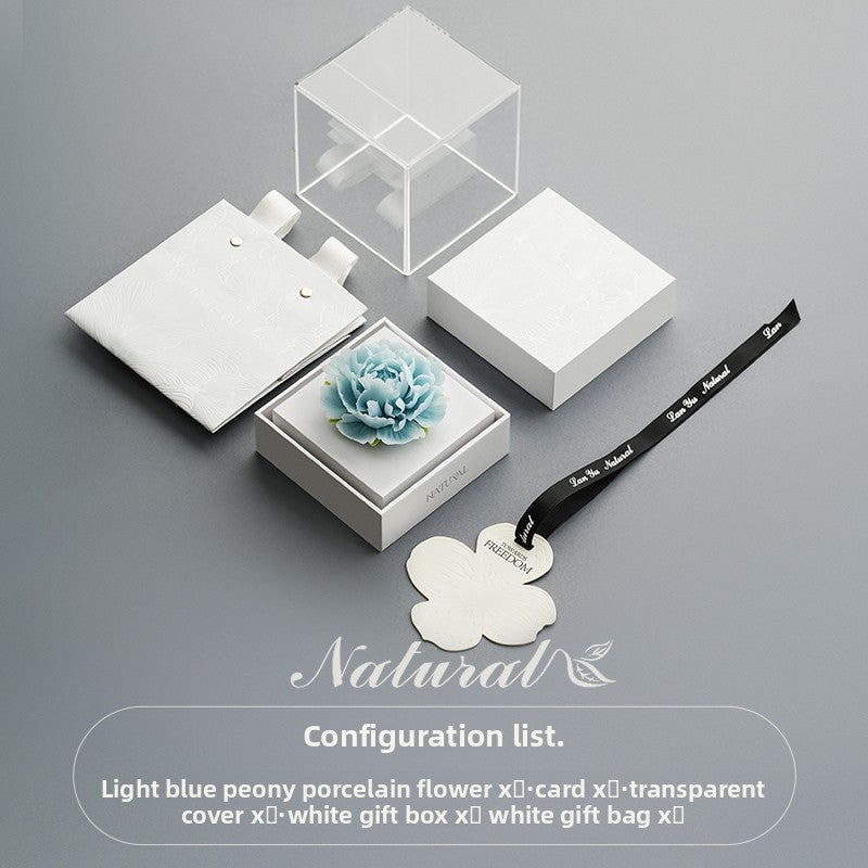 Lanyu Natural New Plaid Porcelain Floral Aromatherapy Gift Box [Qixi Gift] Gift for Girlfriends and Friends