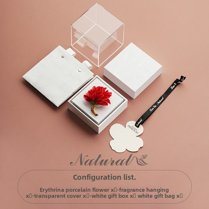 Pattern Mange Aromatherapy Gift Box Red Oriental Non-Heritage Hand-Pinching Ceramic Flower Creative Gift Business Gift