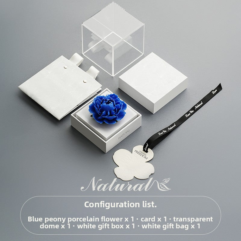 Lanyu Natural New Plaid Porcelain Floral Aromatherapy Gift Box [Qixi Gift] Gift for Girlfriends and Friends