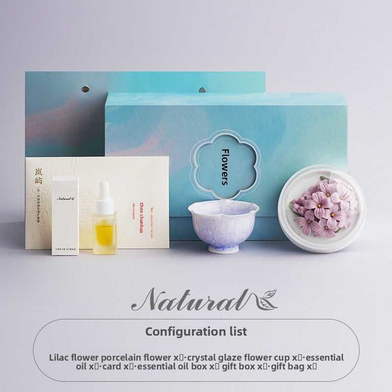 Lanyu Peony Porcelain Flower Aromatherapy Flower Theme Gift Box Set Women's High-End Gift Creative Gift Birthday Gift