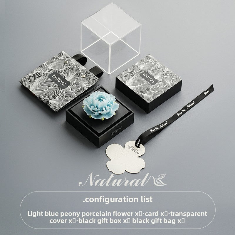 Lanyu Natural New Plaid Porcelain Floral Aromatherapy Gift Box [Qixi Gift] Gift for Girlfriends and Friends
