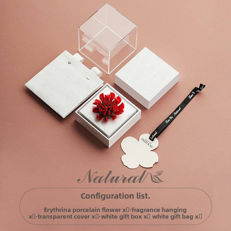 Pattern Mange Aromatherapy Gift Box Red Oriental Non-Heritage Hand-Pinching Ceramic Flower Creative Gift Business Gift