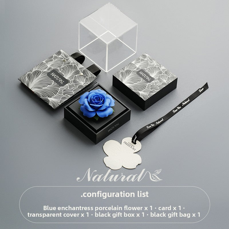 Lanyu Natural New Plaid Porcelain Floral Aromatherapy Gift Box [Qixi Gift] Gift for Girlfriends and Friends