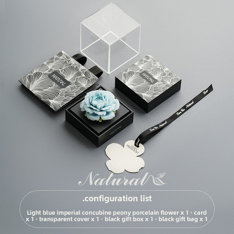 Lanyu Natural New Plaid Porcelain Floral Aromatherapy Gift Box [Qixi Gift] Gift for Girlfriends and Friends