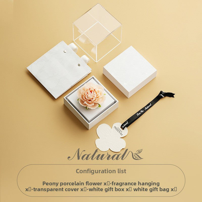 Hand‑Pinched Square Peony Flameless Aromatherapy Gift Box