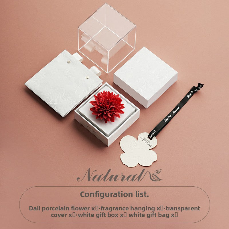 Pattern Mange Aromatherapy Gift Box Red Oriental Non-Heritage Hand-Pinching Ceramic Flower Creative Gift Business Gift