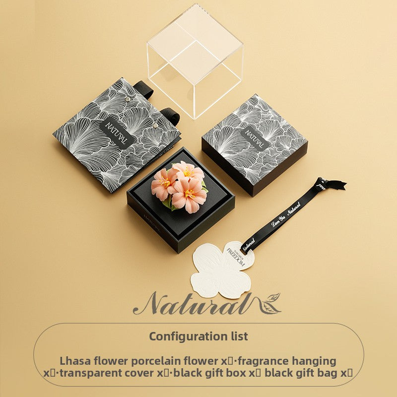 Hand‑Pinched Square Peony Flameless Aromatherapy Gift Box