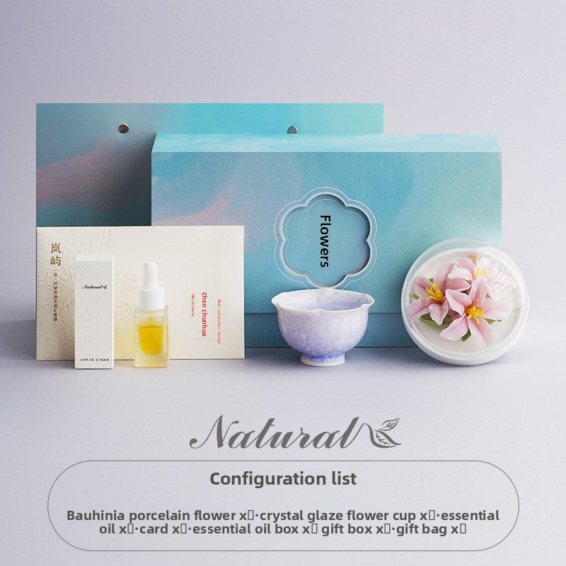 Lanyu Peony Porcelain Flower Aromatherapy Flower Theme Gift Box Set Women's High-End Gift Creative Gift Birthday Gift