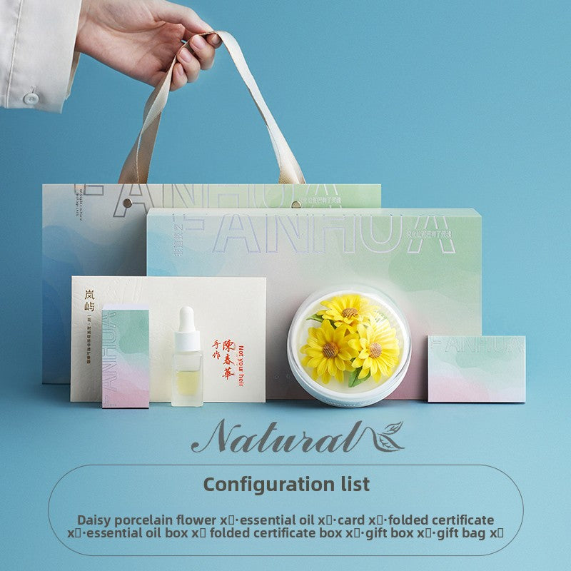 Lanyu Sunflower Porcelain Aromatherapy Gift Box, Non-Heritage Cultural and Creative High-End Business Gift for Leading Customers