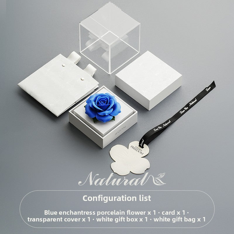 Lanyu Natural New Plaid Porcelain Floral Aromatherapy Gift Box [Qixi Gift] Gift for Girlfriends and Friends